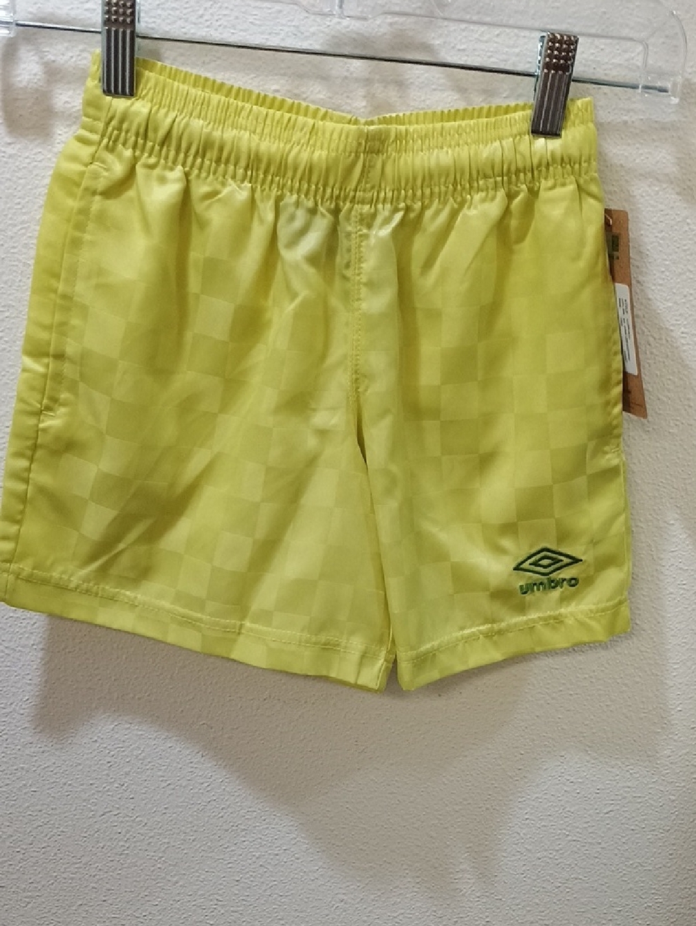 Umbro Neon Yellow Checker Athletic Shorts for Kids